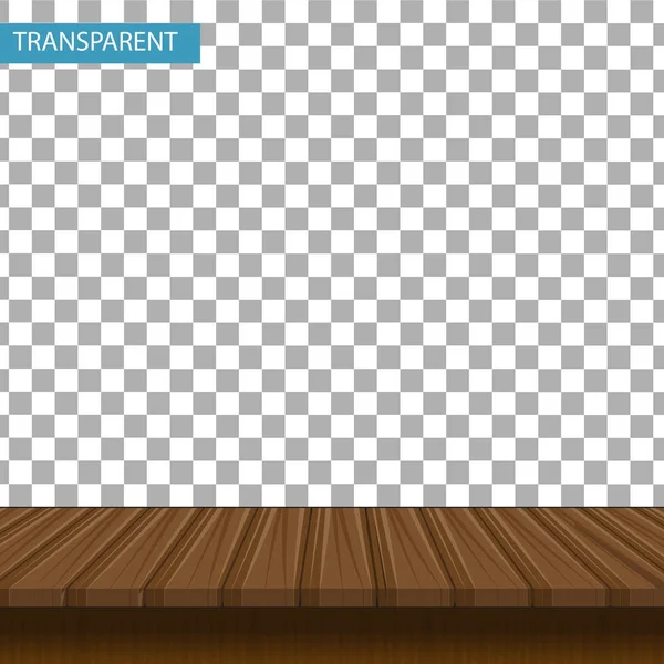 Реалистичный деревянный стол на прозрачном фоне. Мок-ап для дисплея вашего продукта. 3d столешницы дуб, грецкий орех цвет. Векторная иллюстрация . — стоковый вектор