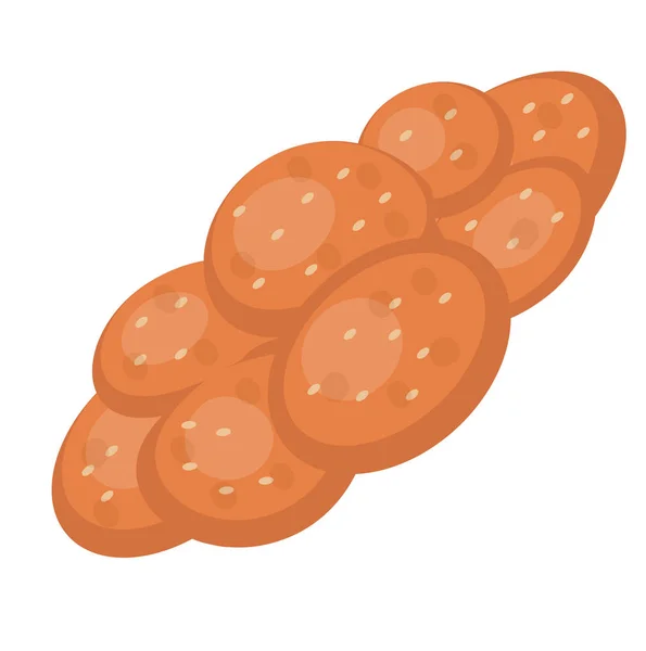 Icône de pain Challah juive, style plat. Manger pour le Shabbat. Isolé sur fond blanc. Illustration vectorielle. — Image vectorielle