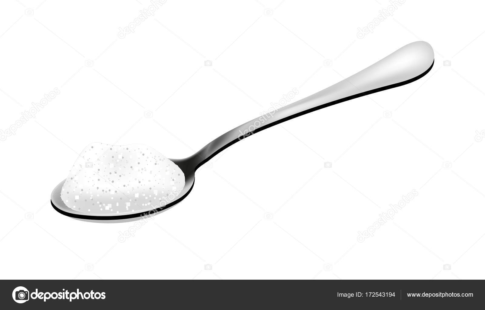 Spoon of salt, realistic 3D style. Teaspoon, tablespoon. Isolated on