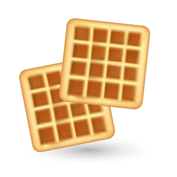 Realistisches Waffelsymbol, isoliert auf weißem Hintergrund. Waffeln 3D-Stil. Frühstück, Backkonzept. Vektorillustration. — Stockvektor