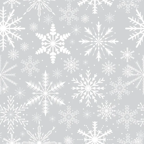 Schneeflocken nahtloses Muster. frostig wiederholende Textur. Weihnachten und Neujahr unendlichen Hintergrund. Vektorillustration. — Stockvektor