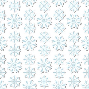 Volumetrik kar taneleri pürüzsüz desen. Sonsuz kar geçmişi, kışın tekrarlanan dokusu. Noel arkaplanı. Vektör illüstrasyonu.