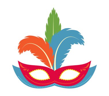 Karnaval maskesi ikonu, düz, çizgi film tarzı. Maskeli balo, tatil partisi konsepti. Beyaz arka planda izole edilmiş. Vektör illüstrasyonu.