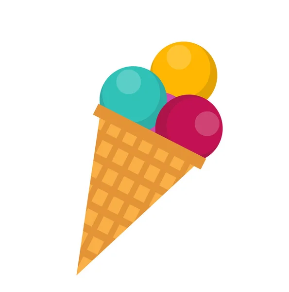 Ice cream cone plochý styl ikon, izolovaných na bílém pozadí. Vektorové ilustrace. — Stockový vektor