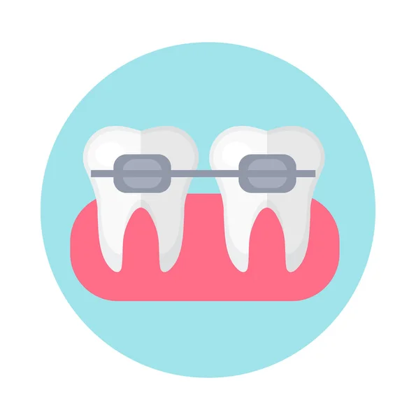 Dişlerinde bilezikler var. Simge düz stili. Diş hekimliği, dişçi konsepti. Beyaz arka planda izole edilmiş. Vektör illüstrasyonu. — Stok Vektör