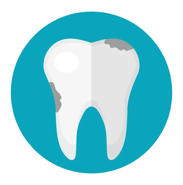 Diente sucio, caries. Icono de estilo plano. Odontología, concepto de dentista. Aislado sobre fondo blanco. Ilustración vectorial . — Vector de stock