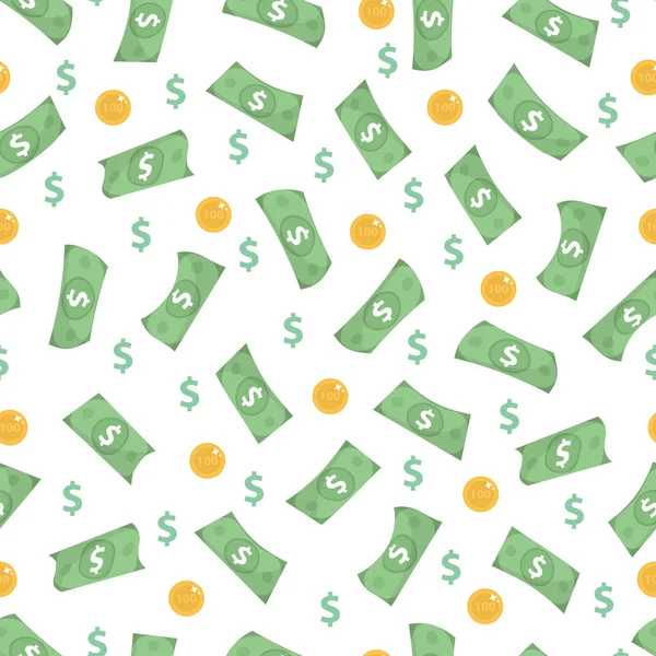 Para sorunsuz bir kalıptır. Mali sonsuz arka plan. Dolar ve paralar Yinelenen doku vardır. Vektör çizim.