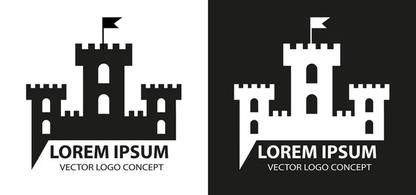 Vesting icoon, logo element. Citadel silhouet. Toren of kasteel geïsoleerd op witte achtergrond. Vectorillustratie. — Stockvector