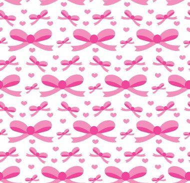 Sevgililer günü seamless modeli. Sonsuz arka plan yay. Pembe kurdele Yinelenen doku. Tatil duvar kağıdı, kağıt, zemin. Vektör çizim.