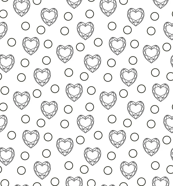 Diamond seamless pattern, line, sketch, doodle style. Modern trendy endless background with jewelry. Gems repetitive texture. Gemstone wallpaper, backdrop, paper. Vector illustration. — Stock Vector