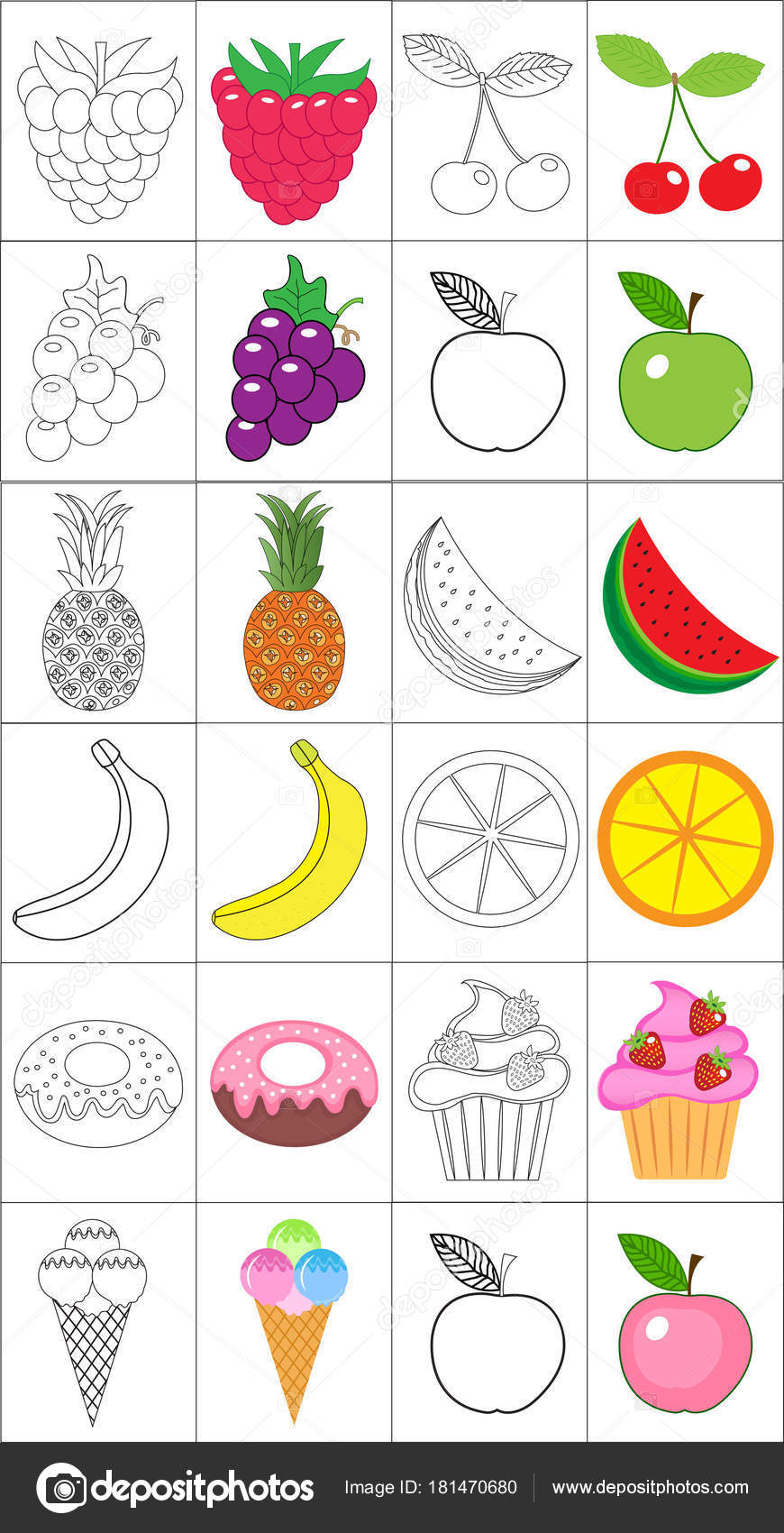 Desenho de livro para colorir. Banana. Esboço e versão colorida. Colorir  para crianças. Ilustração vetorial vetor(es) de stock de ©Amelie1 116054532