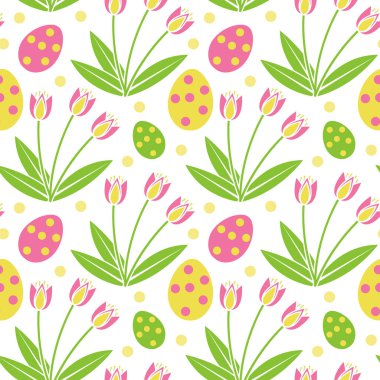Şirin Paskalya seamless modeli. Bahar dokular yinelenen. Çocuk, Bebek, çocuk sonsuz arka plan, kağıt, duvar kağıdı. Vektör çizim.