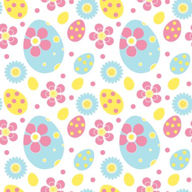 Şirin Paskalya seamless modeli. Bahar dokular yinelenen. Çocuk, Bebek, çocuk sonsuz arka plan, kağıt, duvar kağıdı. Vektör çizim.