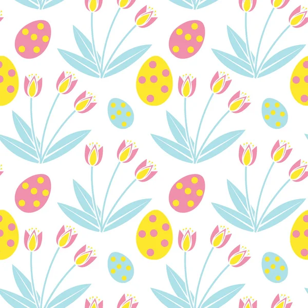 Cute easter seamless pattern. Spring repeating textures. Childrens, baby, kids endless background, paper, wallpaper. Vector illustration. — Stock Vector
