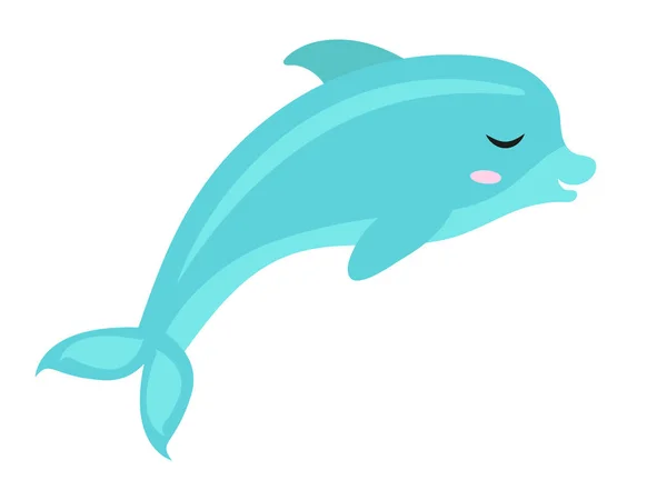 Lindo icono de delfín, plano, estilo de dibujos animados. Aislado sobre fondo blanco. Ilustración vectorial . — Vector de stock