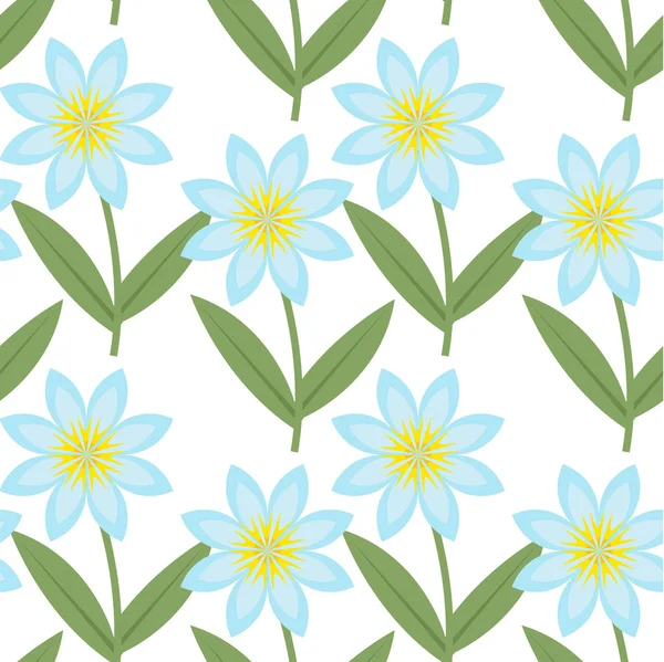 Schattige blauwe bloemen naadloze patroon. Lente bloemen herhalende texturen. Zomer eindeloze achtergrond, papier, behang. Vectorillustratie. — Stockvector