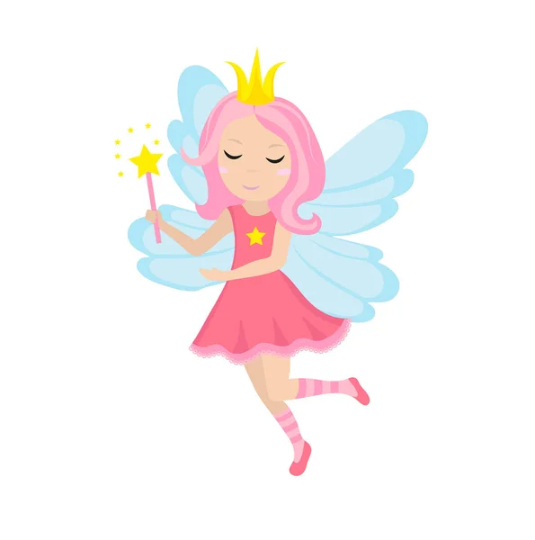 Cute little fairy icon, cartoon style. Isolated on white background. Vector illustration. — Stock Vector