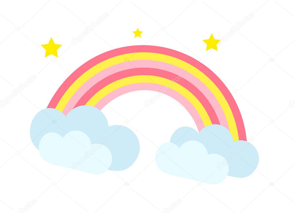Rainbow icon, cartoon style. Isolated on white background. Vector illustration.
