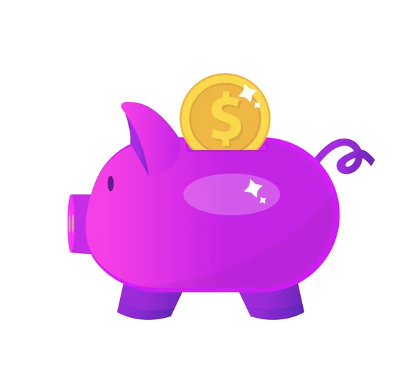 Icono de alcancía, diseño plano. Caja de dinero de cerdo aislado sobre fondo blanco. Ilustración vectorial, clip art — Archivo Imágenes Vectoriales