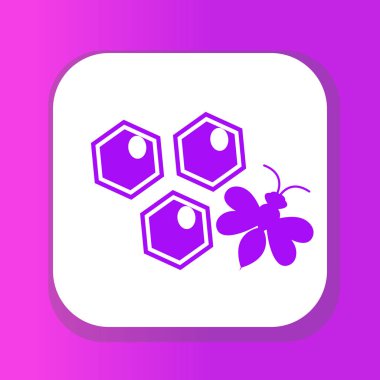 Bal peteği ve arı ikonu, düz stil. Beyaz arka planda izole edilmiş. Vektör illüstrasyonu, klip sanatı