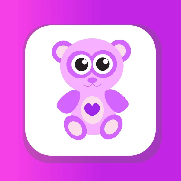 Ícone de urso de pelúcia rosa bonito, design plano. Isolado em fundo branco. Ilustração vetorial, clip art —  Vetores de Stock