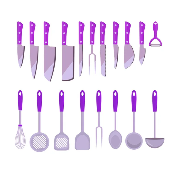 Set outils de cuisine, style plat. ustensiles de cuisine, icônes élément de conception. isolé sur fond blanc. Illustration vectorielle — Image vectorielle