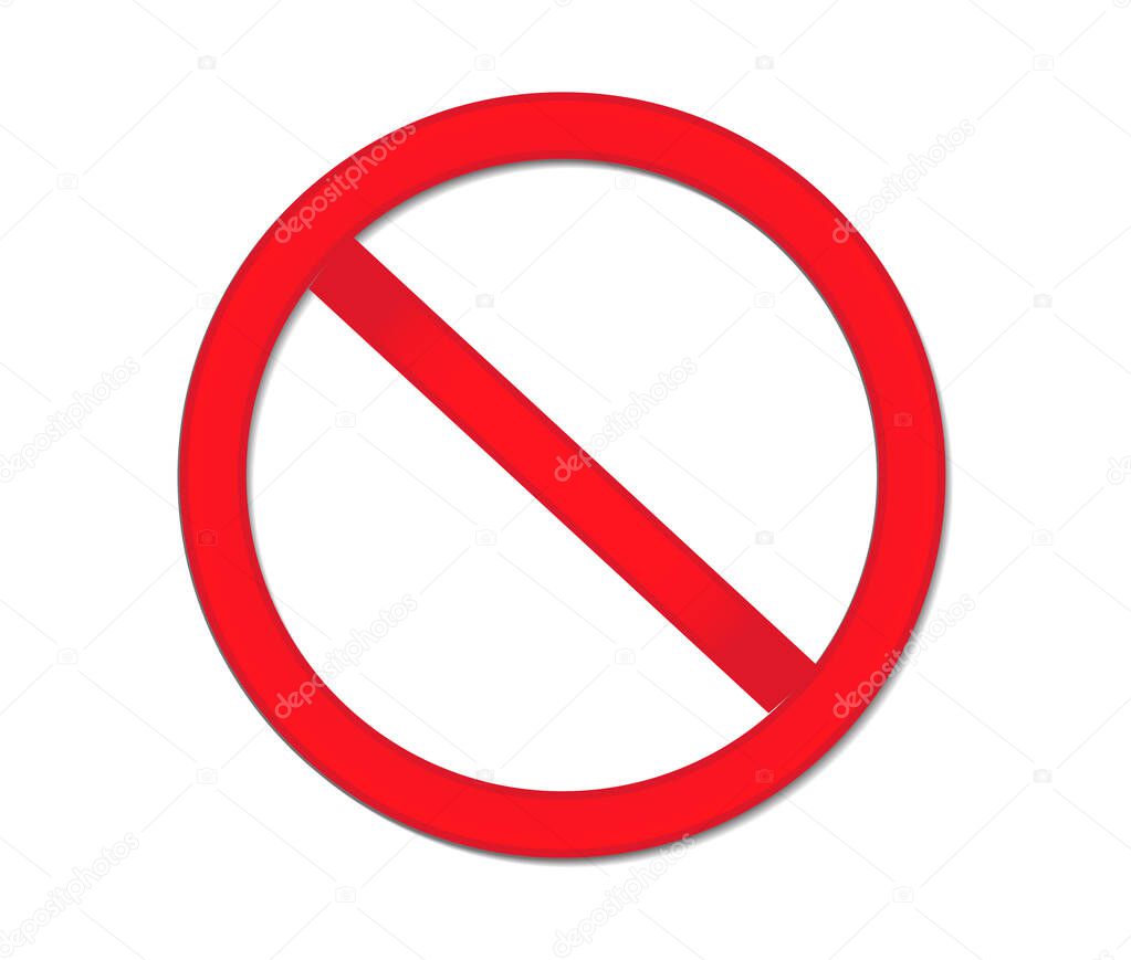 Empty blank Red prohibition sign stop. Isolated on a white background. Vector illustration