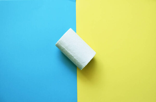 Top view of toilet paper roll during the coronavirus epidemic