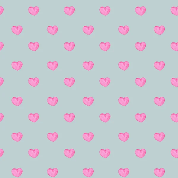 Watercolor seamless pattern with pink hearts — Stock Photo, Image