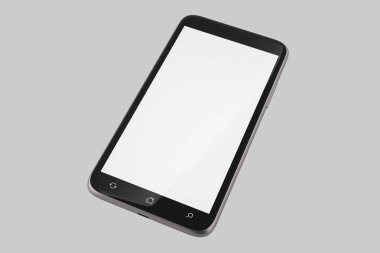 Gri arkaplanda akıllı telefon modeli izole edildi.