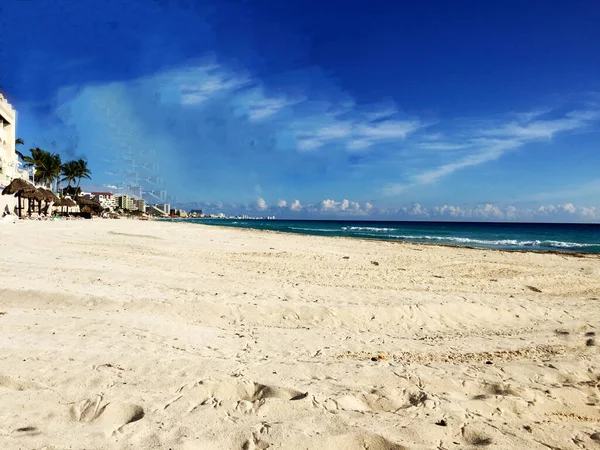 Pohled Cancun Beach Mexické Město Poloostrově Yucatan Karibském Moři — Stock fotografie