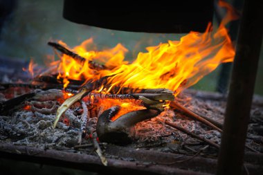kamp ateşi odun yanan. 