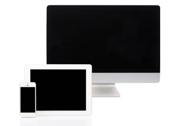 Bilgisayar, Tablet ve beyaz Smartphone