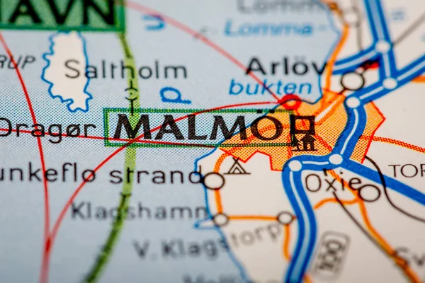 Malmö stad på en karta — Stockfoto