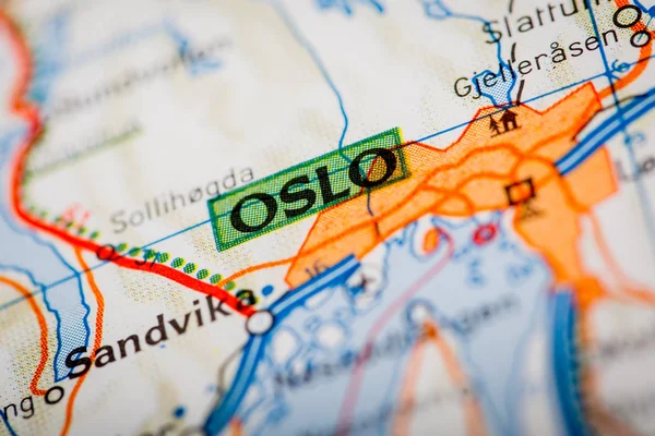 Oslo City no mapa da estrada — Fotografia de Stock