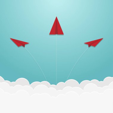 Gökyüzünde kağıt uçak ve bulut