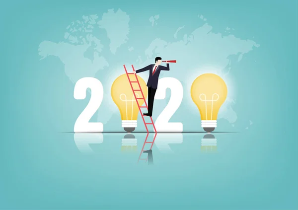 2020 criatividade conceitos de inspiração com número de texto e luz —  Vetores de Stock