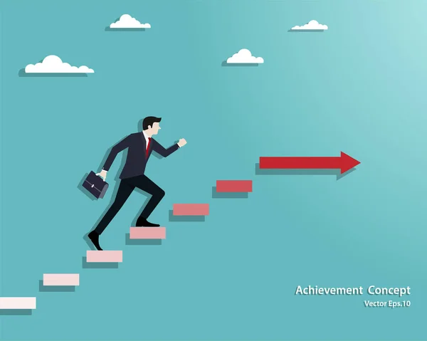 Επιχειρηματίας περπατώντας στις σκάλες μέχρι την επιτυχία — Διανυσματικό Αρχείο