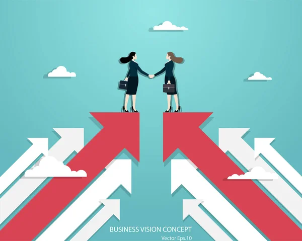 商界女性合伙人与商界握手 — 图库矢量图片