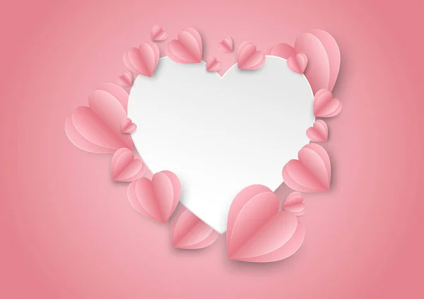 Elementy papieru w kształcie serca na różowym tle — Wektor stockowy