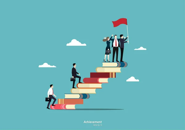 Business Education Concept Team Business Professionals Successful Careers Education Standing — Stock Vector