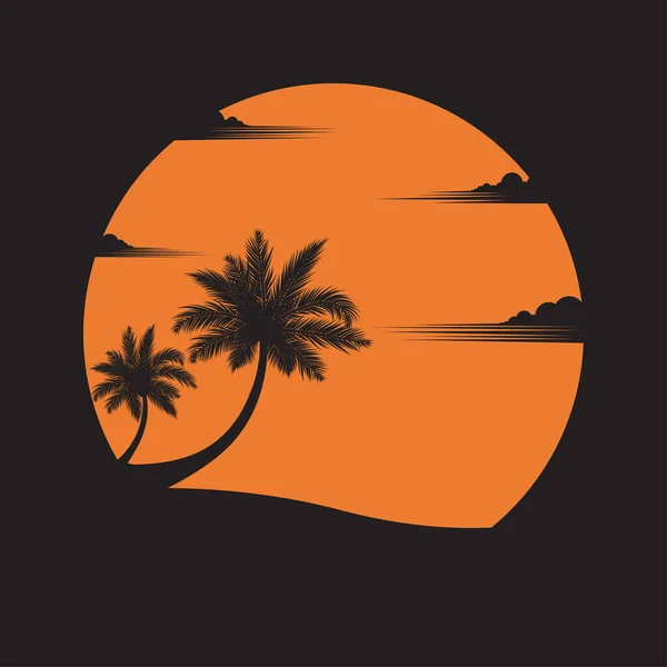 Concept Été Cocotiers Sur Plage Fond Coucher Soleil Voyages Affaires — Image vectorielle