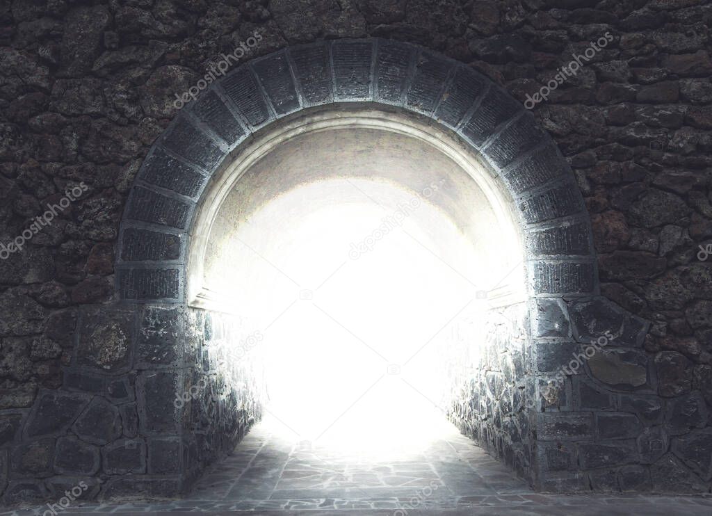 light in the stone tunnel