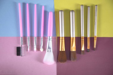 Renk tablosunda makyaj fırçaları