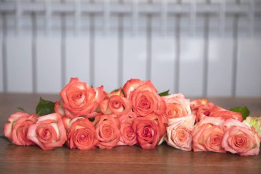 Masanın arkasında güzel güller