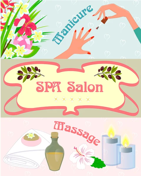 Promotional posters manicure and massage for spa salon — Διανυσματικό Αρχείο