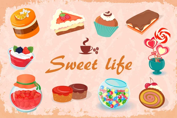 Sweets for the sweet life — Stock Vector