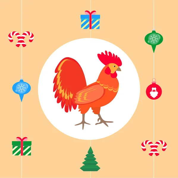 Rooster bird as Symbol of New 2017 Year by Chinese calendar — Stock Vector