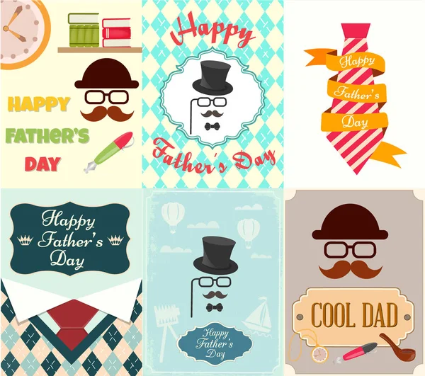 Nastavit den plakáty pohlednice šťastný otec — Stockový vektor