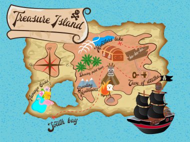 Treasure Island Pirate Map for Quest clipart